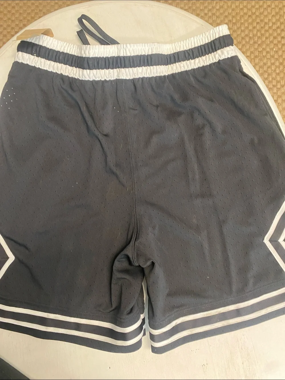 Jordan Black Athletic Basketball Shorts with White Stripe